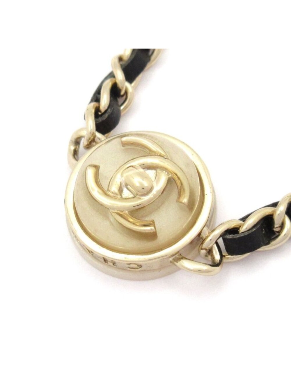 Chanel Choker CC Logo Leather Gold Black Ivory Necklace